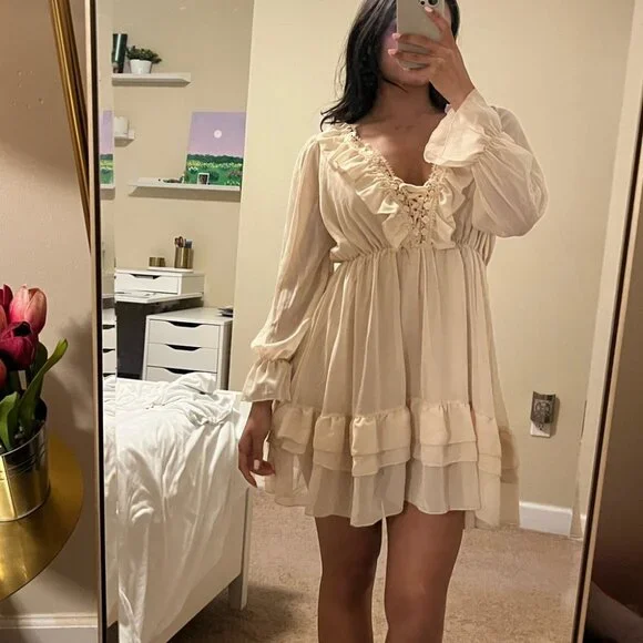 White Ruffle Dress - Picture 1 of 2